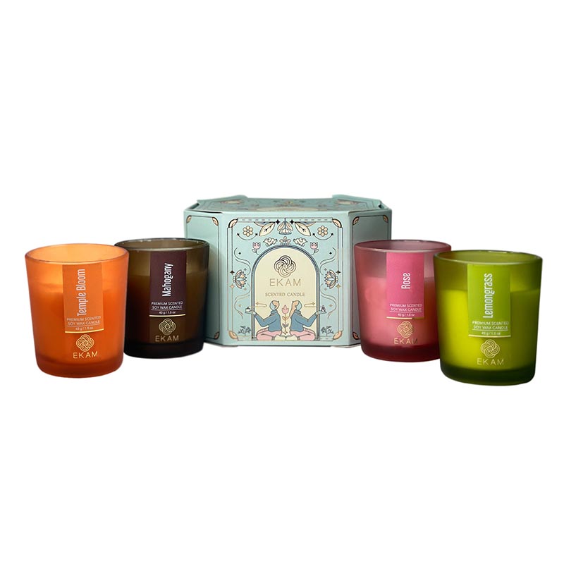 4 Pack Candles Gift Set| Temple bloom, Mahogany, Rose, Lemongrass