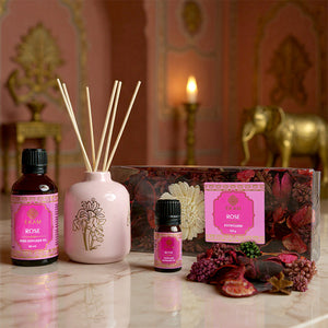 Rose Scented Reed Diffuser & Potpourri Gift Set| Festive Pink Haveli Collection, 2025-26