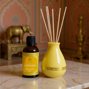 Lemongrass Scented Reed Diffuser Gift Set| Festive Pink Haveli Collection, 2025-26