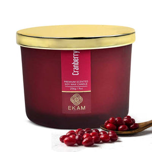 Cranberry 3 Wick Scented Candle