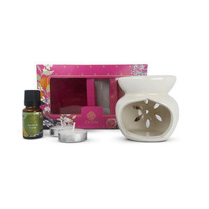 Jasmine &amp; Freesia Ceramic Oil Warmer Gift Set