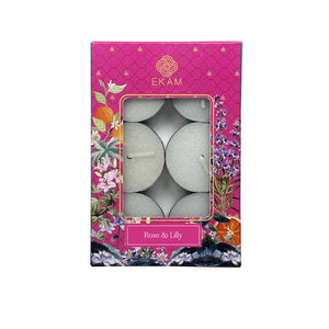 Pack of 6 Tea Light Scented Candles| Rose & Lily| Ideal for Gifting, Décor| Gifting Pack