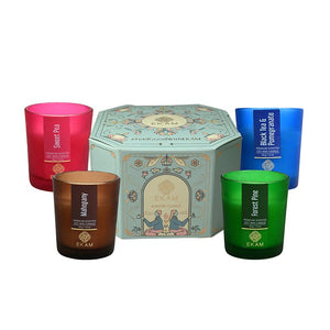 4 Pack Candles Gift Set| Black Tea & Pomegranate, Sweet Pea, Forest Pine, Mahogany