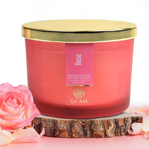 Rose 3 Wick Scented Candle