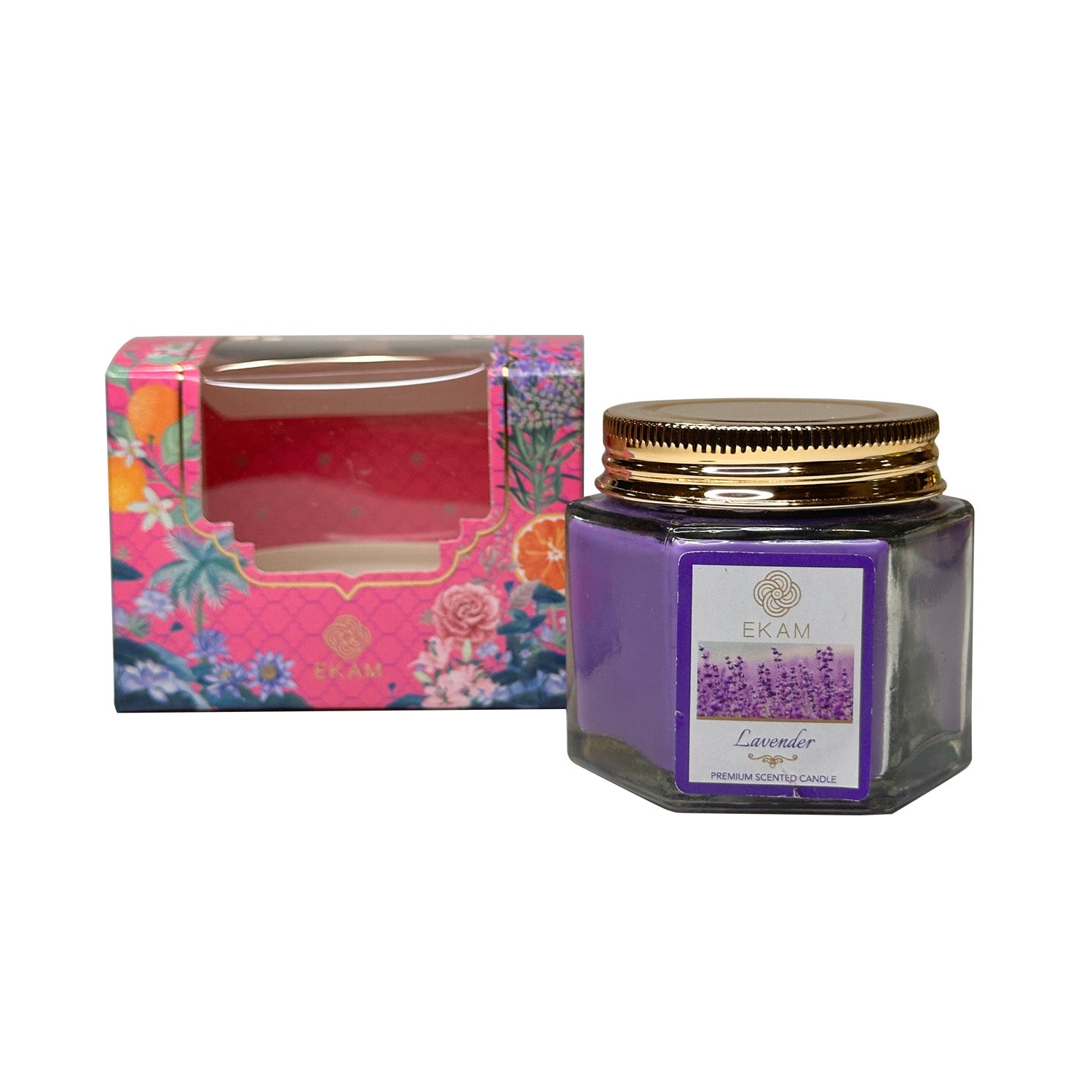 EKAM Lavender Scented Hexa Jar Candle