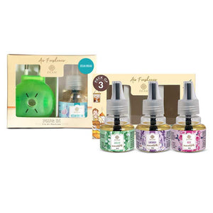 Ocean Dream Scented Plug In Kit and 3-pack Refill Combo of Lavender, Rose, & Jasmine Fragrances