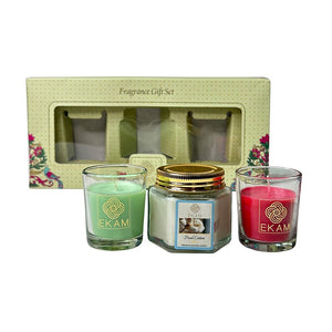 3 Pack Candle Gift Set | Jasmine,  Fresh Cotton &amp; Rose