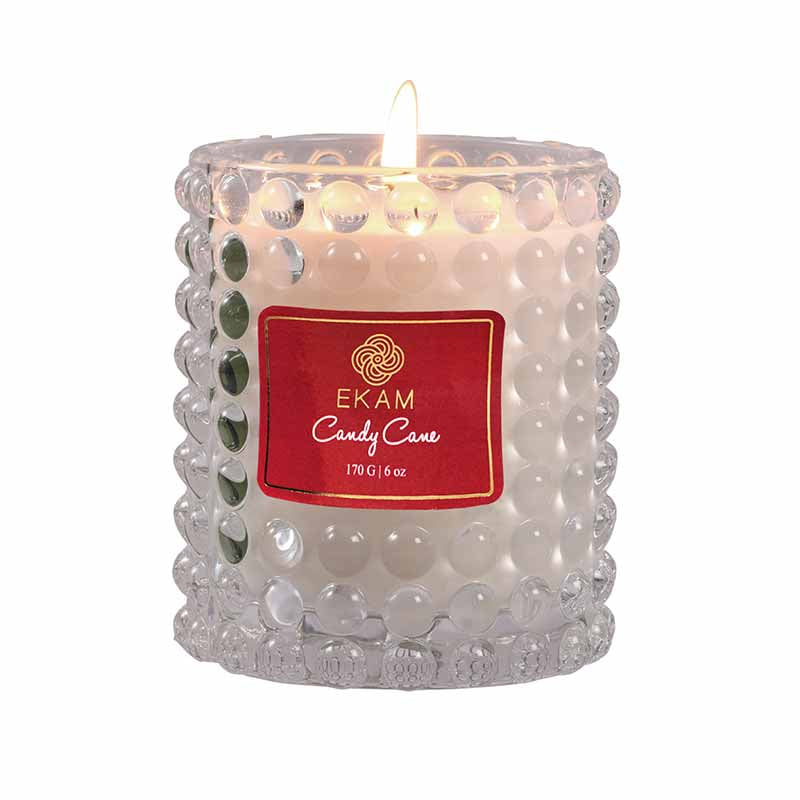 Candy Cane Hobnail Scented Christmas Candle (170 g)