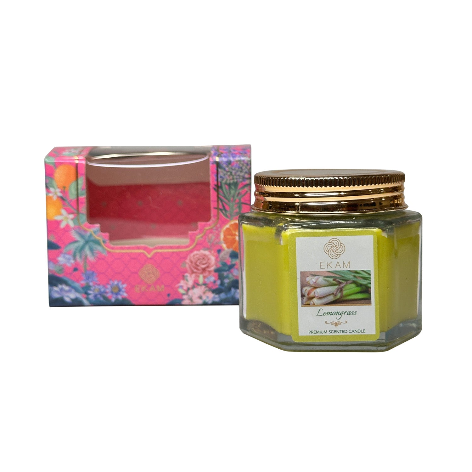 EKAM Lemongrass Scented Hexa Jar Candle