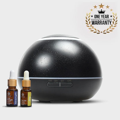Aroma Diffuser with True Joy and Inner Strength Wellness Oils (GX-17 Black)