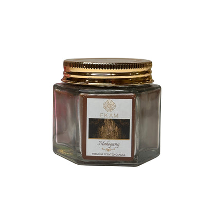 EKAM Mahogany Scented Hexa Jar Candle