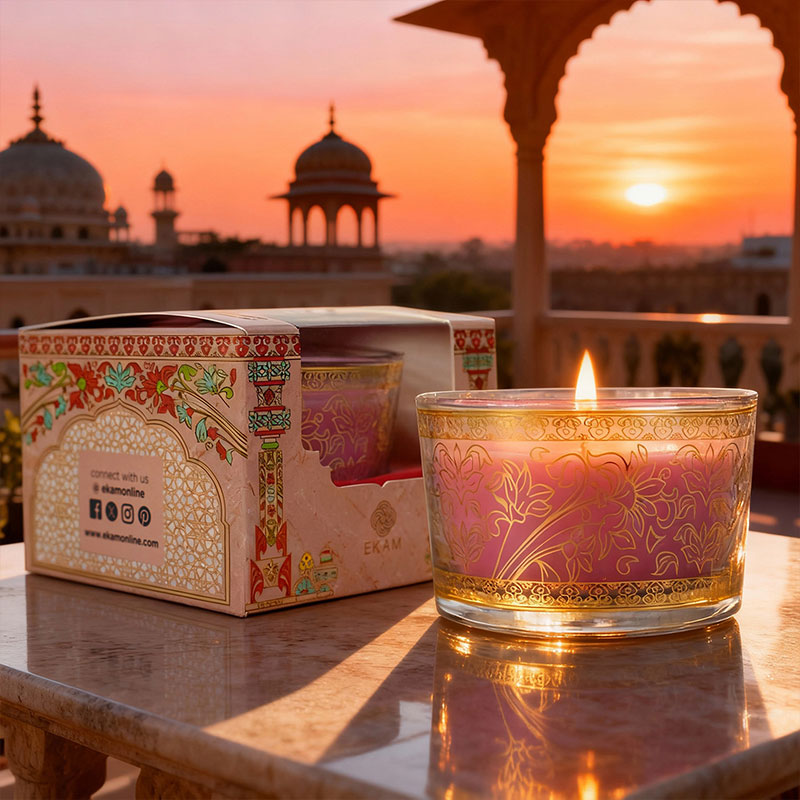 Rose Scented Bowl Candle, 85 g| Festive Pink Haveli Collection, 2025-26