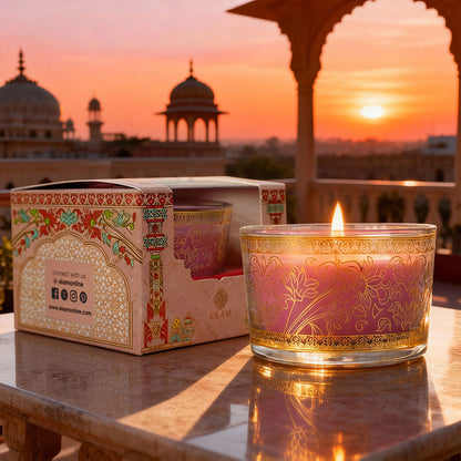 Rose Scented Bowl Candle, 85 g| Festive Pink Haveli Collection, 2025-26