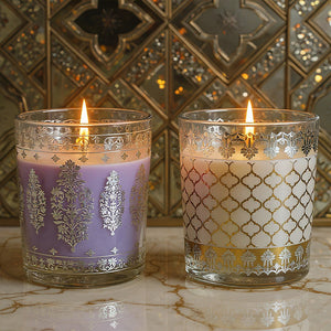 Pack of 2 Scented Votive Candles| Lavender, Mahogany| Festive Sheesh Mahal Collection, 2025-26
