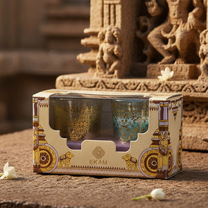 Pack of 2 Scented Votive Candles| Mogra, Temple Bloom| Festive Stone Palace Collection, 2025-26