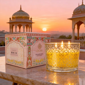 Lemongrass Scented 3 Wick Candle, 213 g| Festive Pink Haveli Collection, 2025-26