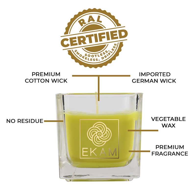 EKAM Lemongrass Scented Square Cup Candle