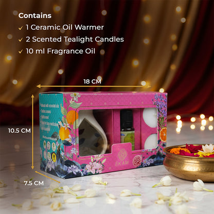 Jasmine &amp; Freesia Ceramic Oil Warmer Gift Set