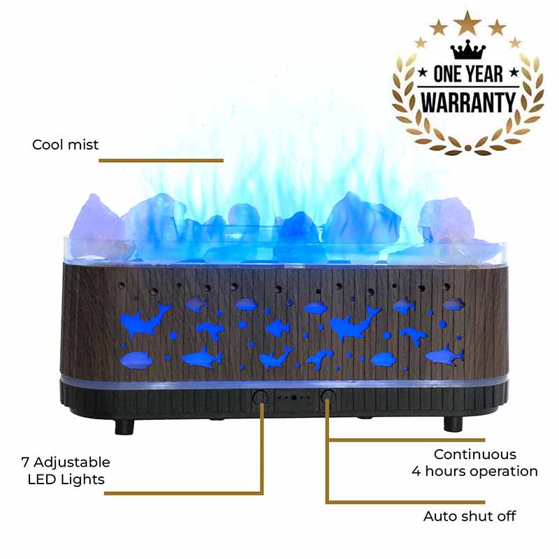 YX2221Y-Stone-Black Flame Aroma Diffuser