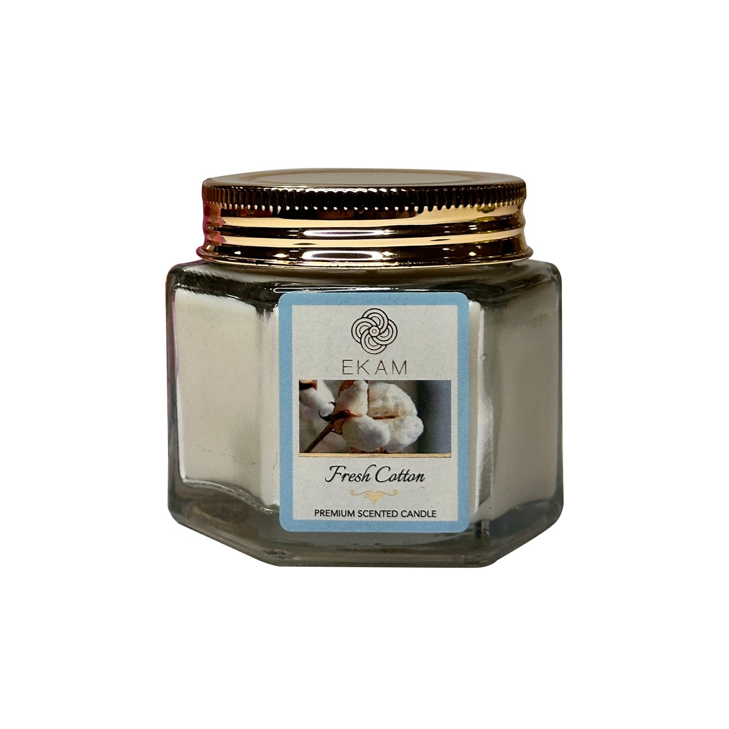 EKAM Fresh Cotton Scented Hexa Jar Candle