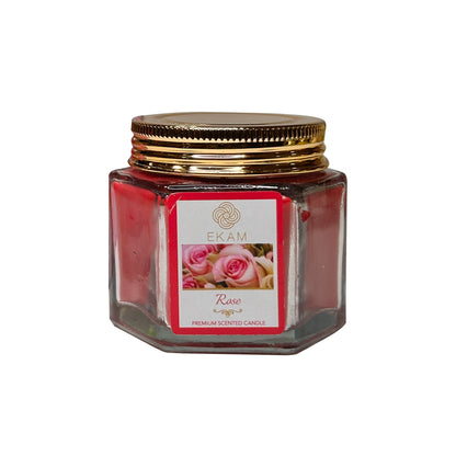 EKAM Rose Scented Hexa Jar Candle