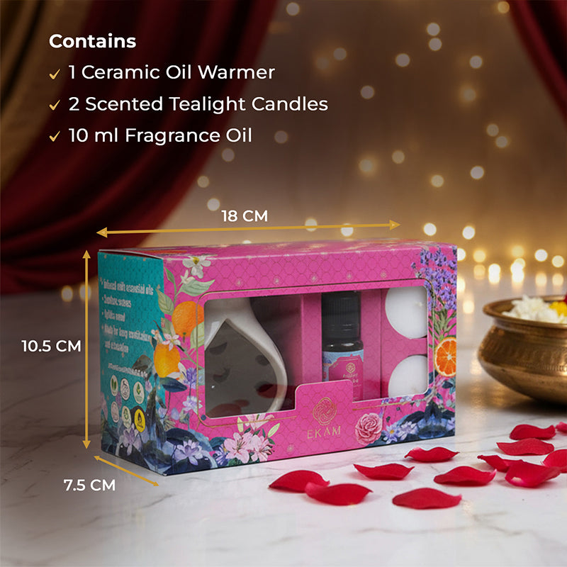 Rose &amp; Lily Ceramic Oil Warmer Gift Set