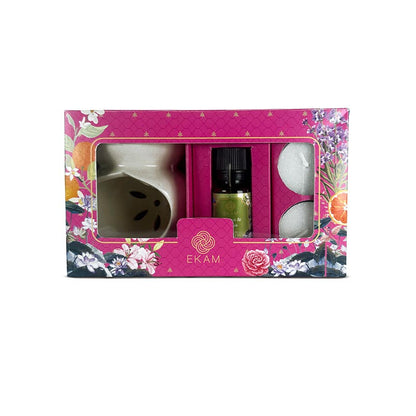 Jasmine &amp; Freesia Ceramic Oil Warmer Gift Set