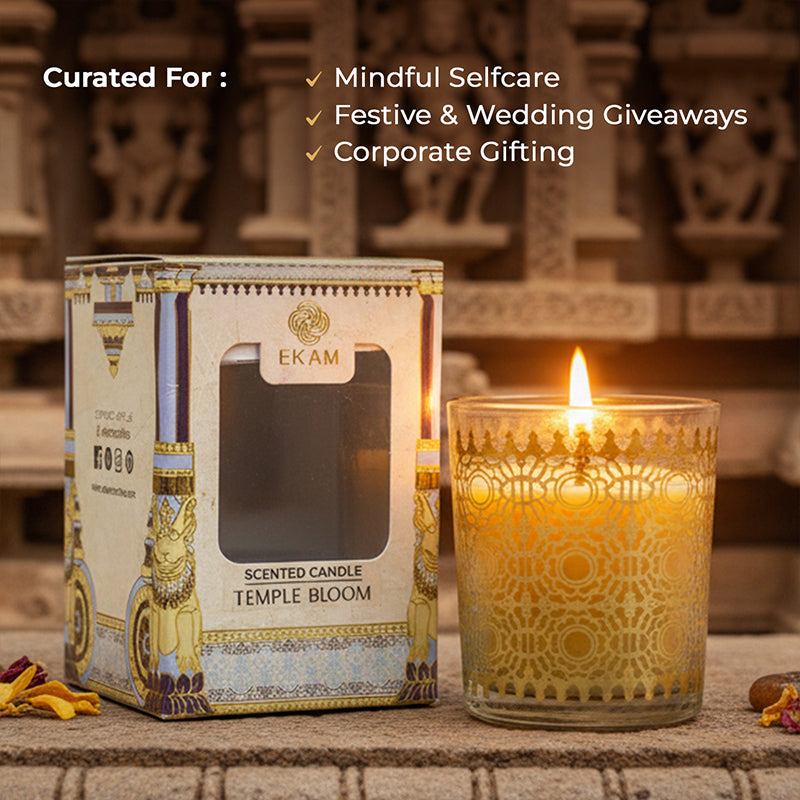 Temple Bloom Scented Votive Candle, 43 g| Festive Stone Palace Collection, 2025-26