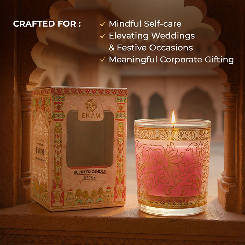 Rose Scented Votive Candle, 43 g| Festive Pink Haveli Collection, 2025-26