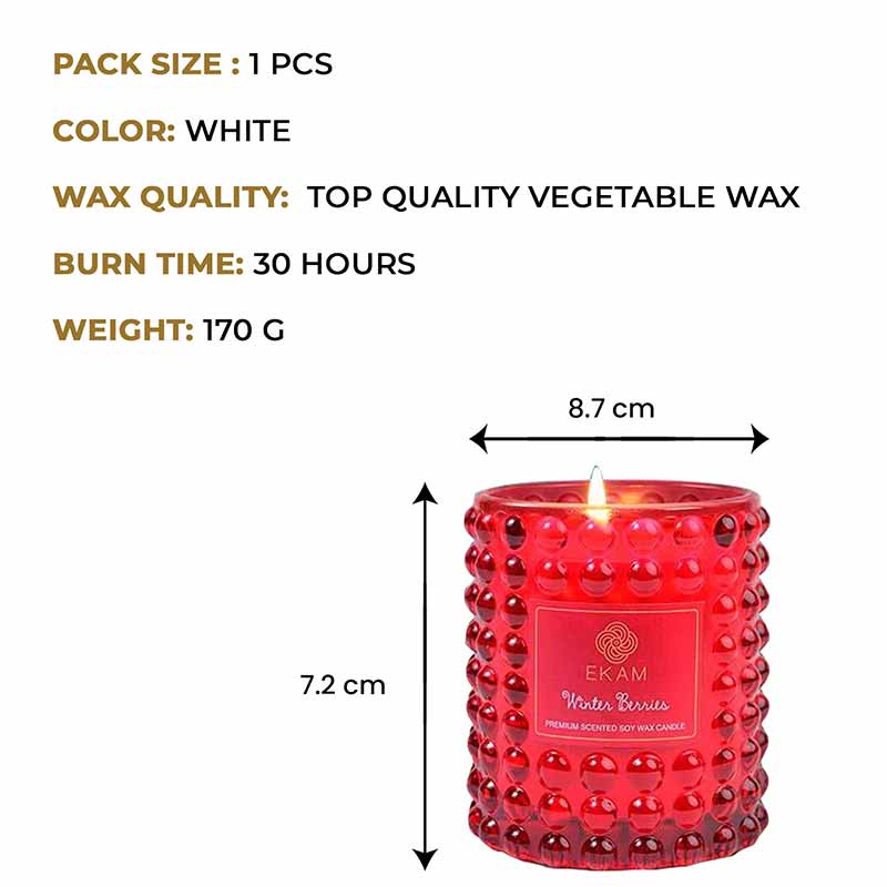 Winter Berries Hobnail Scented Christmas Candle (170 g)