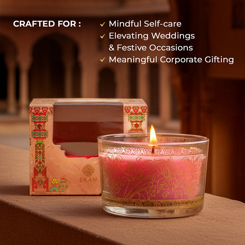 Rose Scented Bowl Candle, 85 g| Festive Pink Haveli Collection, 2025-26