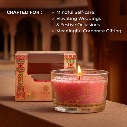 Rose Scented Bowl Candle, 85 g| Festive Pink Haveli Collection, 2025-26