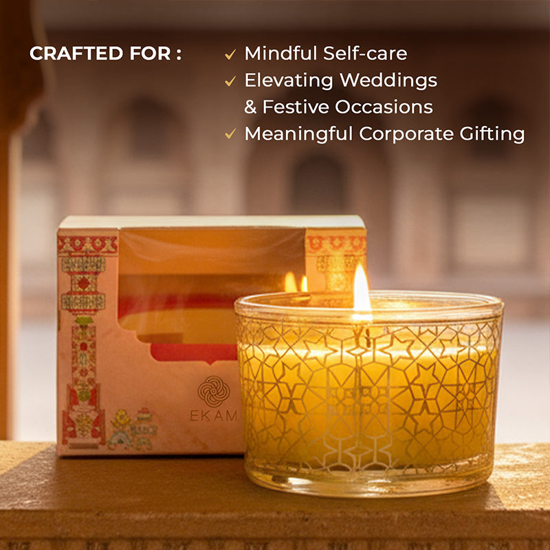 Lemongrass Scented Bowl Candle, 85 g| Festive Pink Haveli Collection, 2025-26