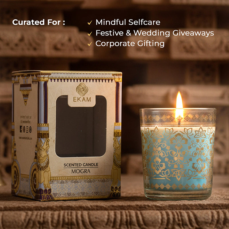 Mogra Scented Votive Candle, 43 g| Festive Stone Palace Collection, 2025-26