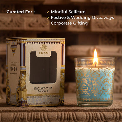 Mogra Scented Votive Candle, 43 g| Festive Stone Palace Collection, 2025-26
