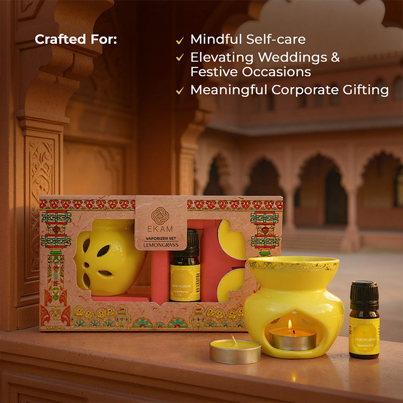 Lemongrass Scented 5 ml Vaporizer Set | Festive Pink Haveli Collection, 2025-26