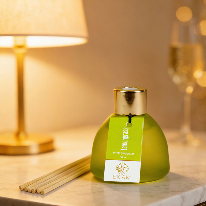 Lemongrass Frosted Glass Reed Diffuser Set for Home, 60 ml