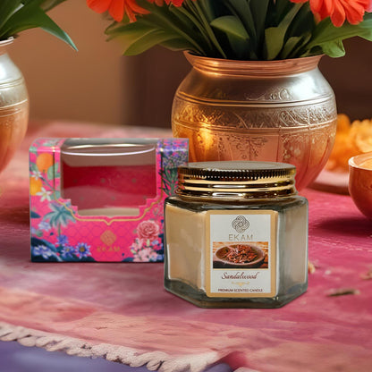 EKAM Sandalwood Scented Hexa Jar Candle