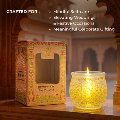 Lemongrass Scented Jar Candle, 28.5 g| Festive Pink Haveli Collection, 2025-26