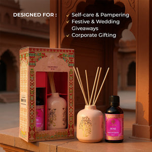 Rose Scented Reed Diffuser Gift Set| Festive Pink Haveli Collection, 2025-26