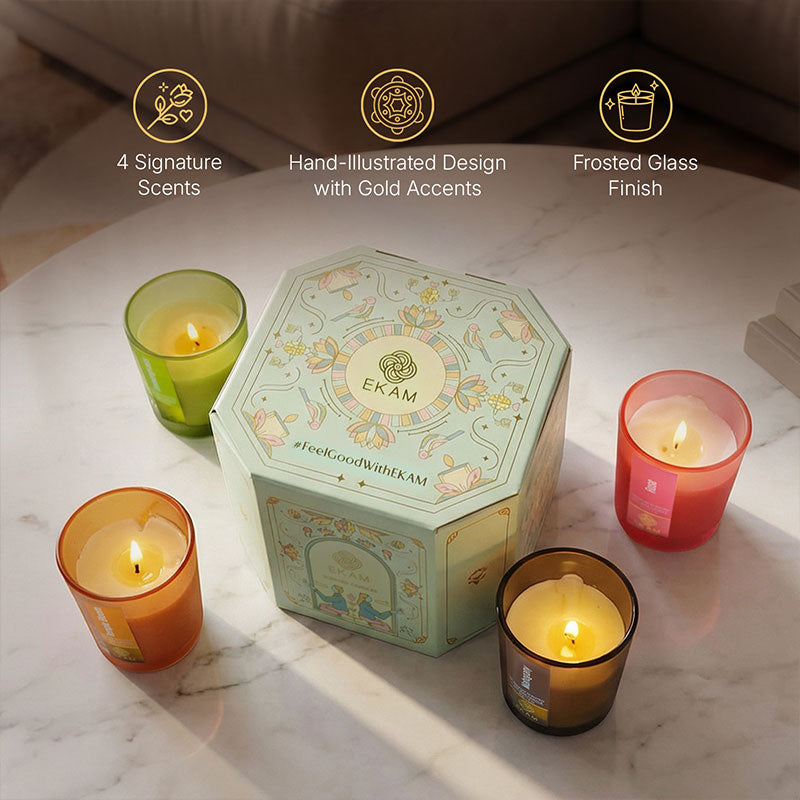 4 Pack Candles Gift Set| Temple bloom, Mahogany, Rose, Lemongrass