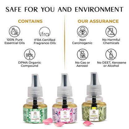 Pack of 3 Scented Air Freshener Plug-In Refill | Rose,  Lemongrass &amp; Jasmine | 45 Ml Each