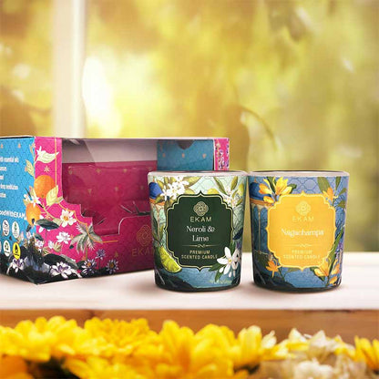 Pack of 2 Shot Glass Candles | Neroli &amp; Lime | Nagchampa