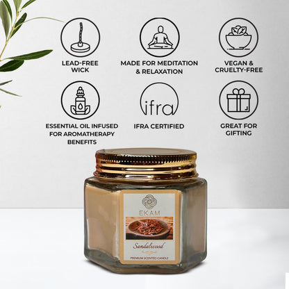 EKAM Sandalwood Scented Hexa Jar Candle