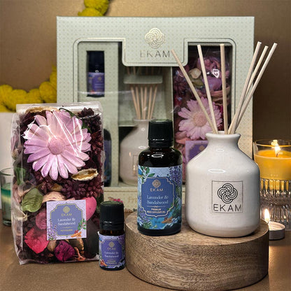 Lavender &amp; Sandalwood Reed Diffuser &amp; Potpourri Gift Set