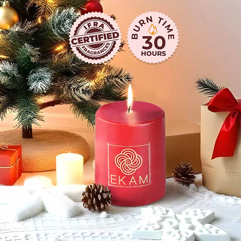 Cinnamon Scented Pillar Christmas Candle (218 g)