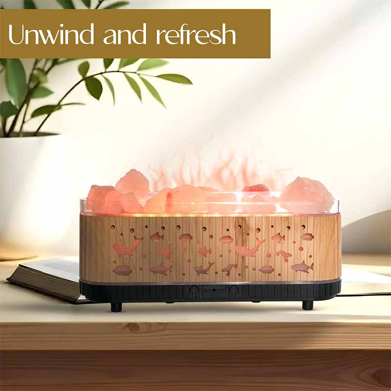 YX2221Y-Stone-Lightwood Flame Aroma Diffuser