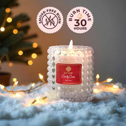 Candy Cane Hobnail Scented Christmas Candle (170 g)