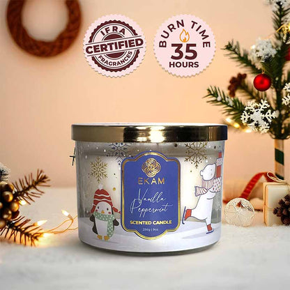 Vanilla Peppermint 3 Wick Scented Christmas Candle (256 g)