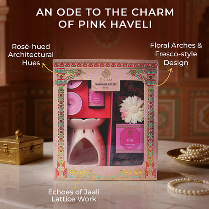 Rose Scented Fragrance Gift Set Box| Festive Pink Haveli Collection, 2025-26